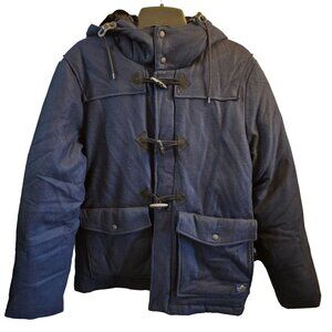 Mens Penfield Wool Blend Toggle Duffle Coat With Hood Navy Blue Size XL